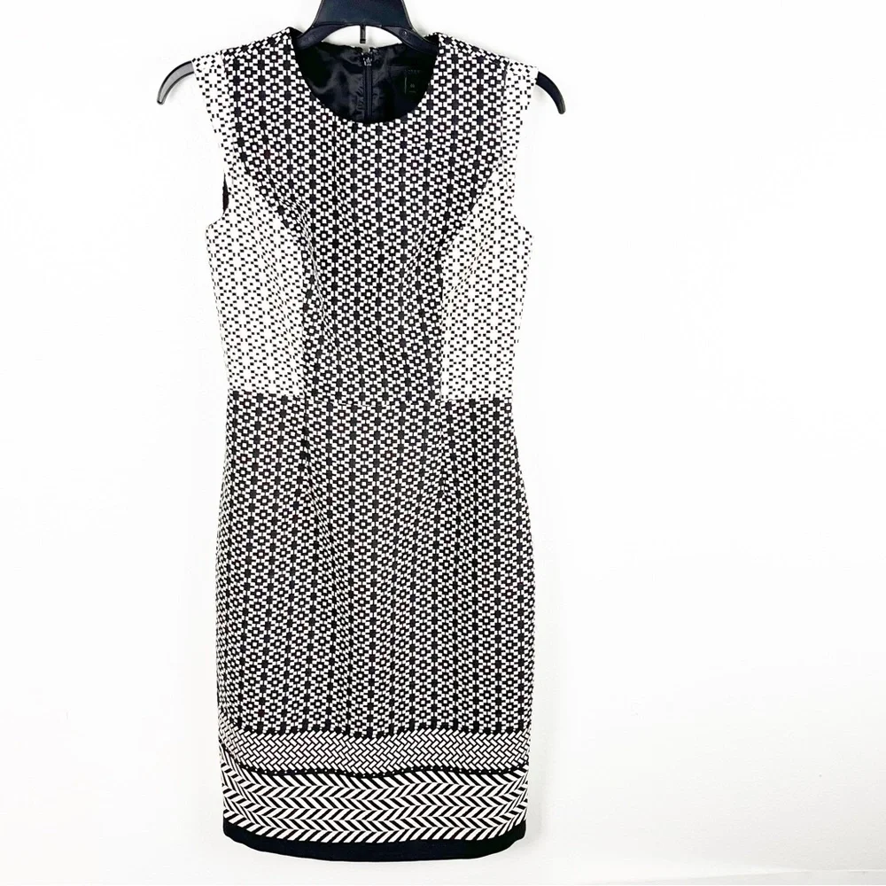 J. CREW Black Label Side Panels Black White Sleeveless Dress, Size 00
